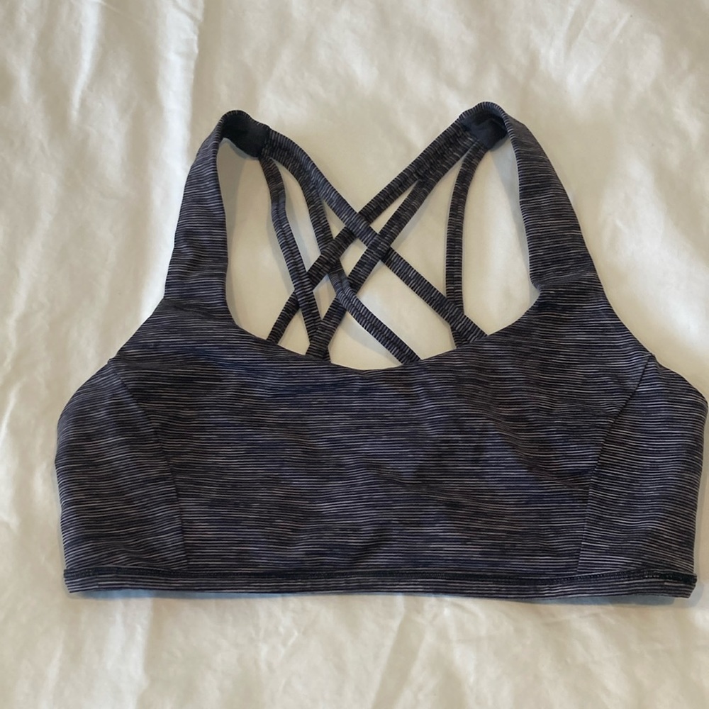 Lululemon Sports Bra Size 8 Black/Grey Striped